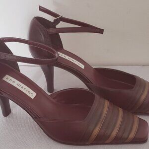 ANN MARINO WONEN'S  MULTICOLORED LEATHER HIGH HEEL SHOES SIZE 8.5.